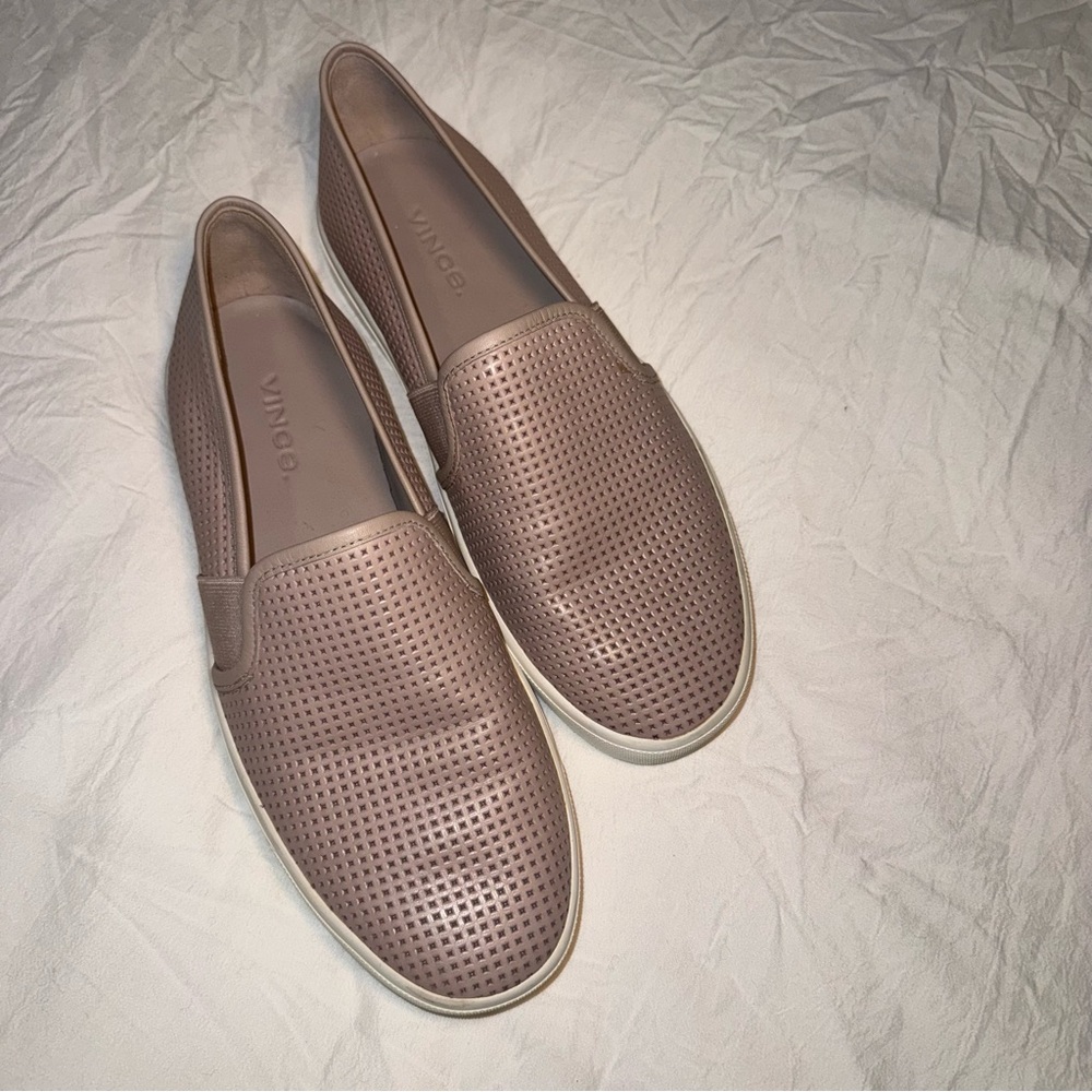 Vince Women's Perforated Leather Slip on Sneakers | Blush Pink Flat | Size 5.5
